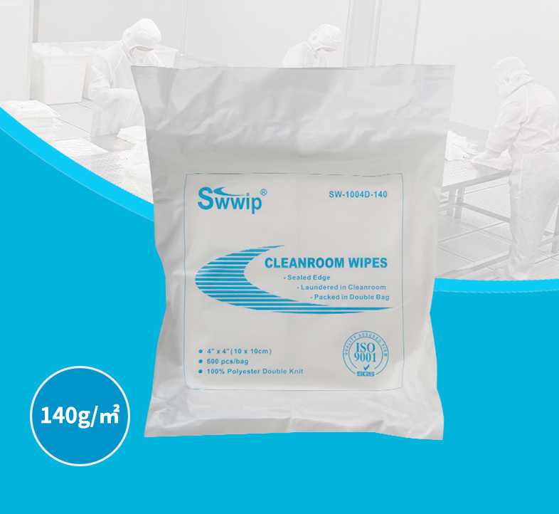 Factory supply 600pcs 4x4inch disposable industrial cleanroom dust-free 100 polyester clean room lint free wiper