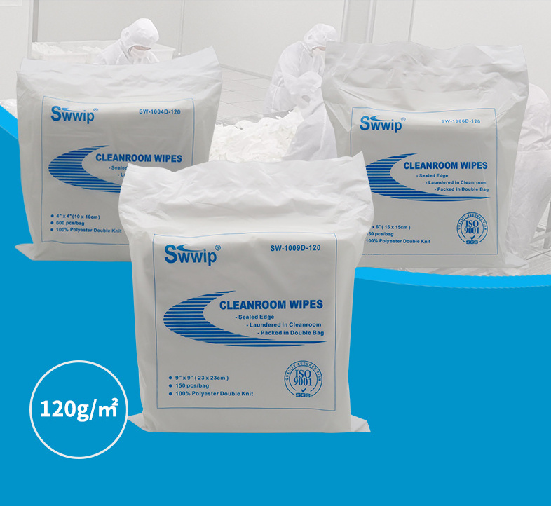 Oem Size Industrial Laser Sealed Multi-Purpose Double Knit 100% Polyester Cleanroom Cleaning Wipes Cloth