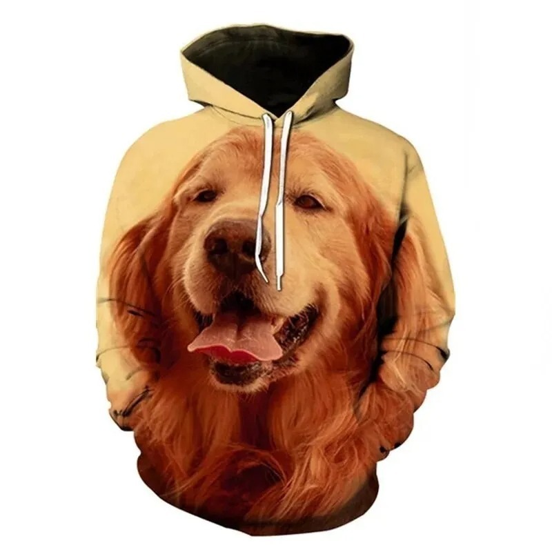 2023 New Fashion Autumn Animal Dog Hoodies Men's Pocket Hoodie Cute Small Dog 3D Print Cute Animal Small Dog Hooded Sweatshirt