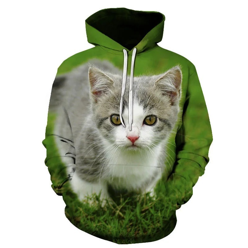 2023 Popular in Spring and Autumn 3D Cat Print Mens and Womens Long Sleeve Casual Sweatshirt Animal Cute Hip hop Hoodies Tops