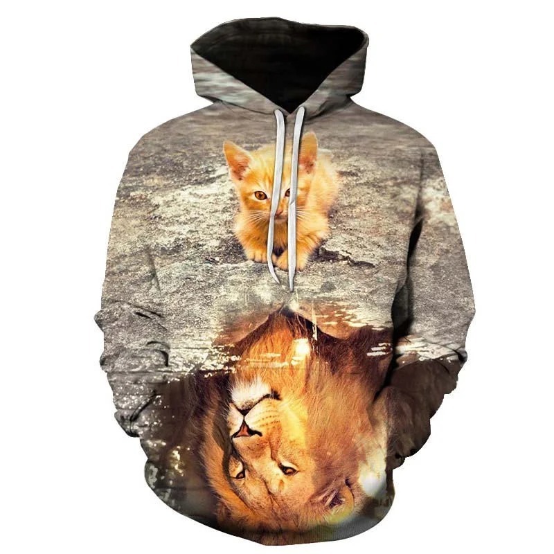 2023 Popular in Spring and Autumn 3D Cat Print Mens and Womens Long Sleeve Casual Sweatshirt Animal Cute Hip hop Hoodies Tops