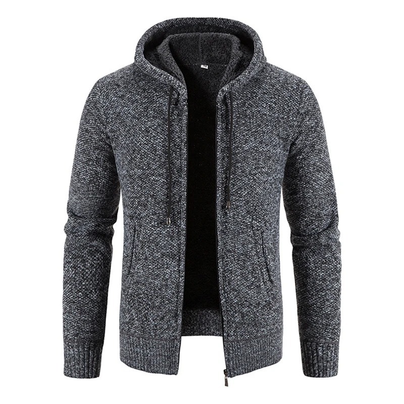 Winter Fashion Thick Cardigan Sweaters For Men Quality Zipper Hooded Knitted Sweater Male Fleece Hoodies Coats Men's Clothing