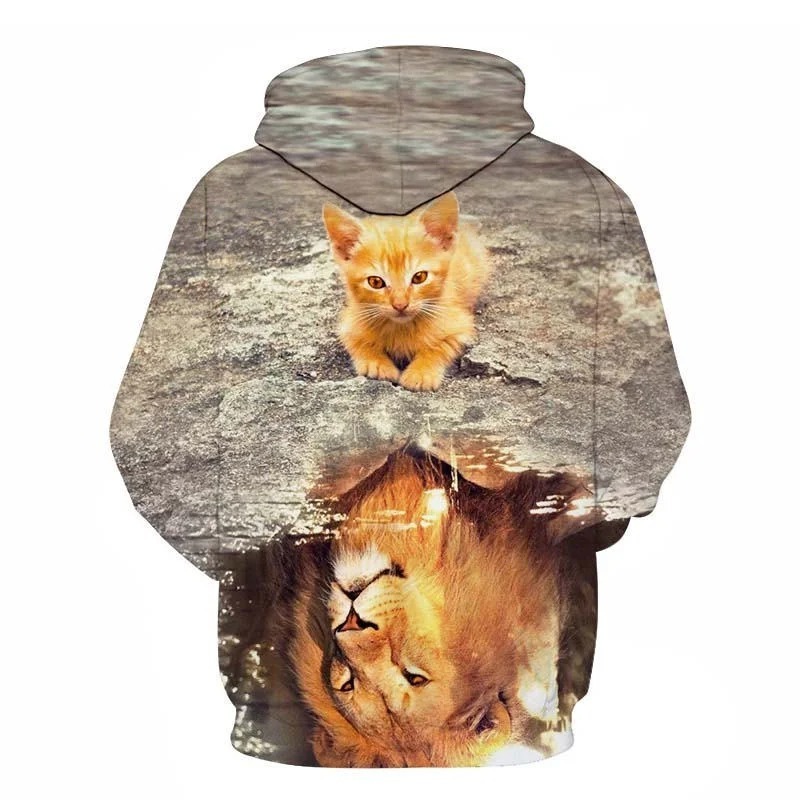 2023 Popular in Spring and Autumn 3D Cat Print Mens and Womens Long Sleeve Casual Sweatshirt Animal Cute Hip hop Hoodies Tops