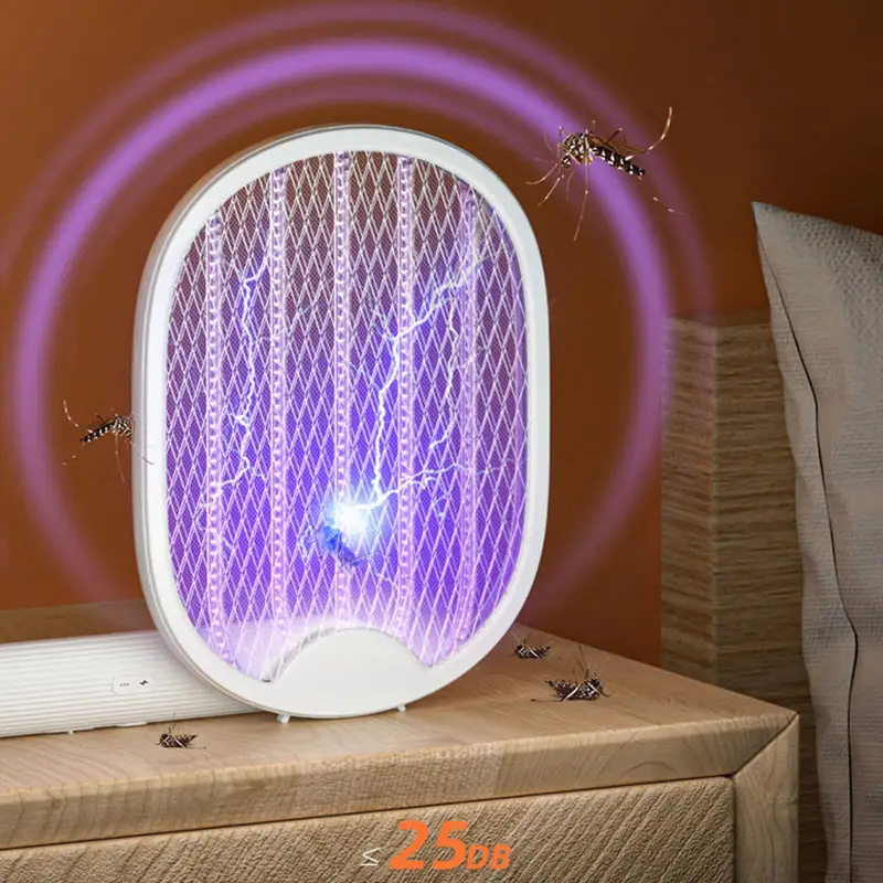 1200mAh bug zapper usb rechargeable electric fly swatter with base mosquito lamp swatter