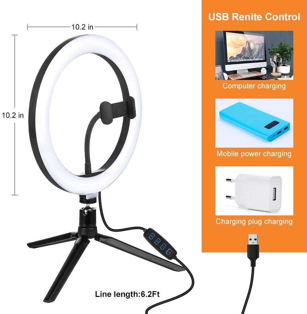 10'' 26inch flash led ring light photographic lighting 3200-5800k ring lamp tripod for i phone camera video