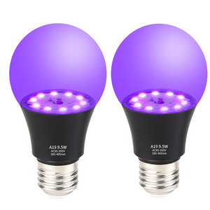 UV LED black light bulb 9.5W A19 glow in the dark for party body paint fluorescent lighting decoration