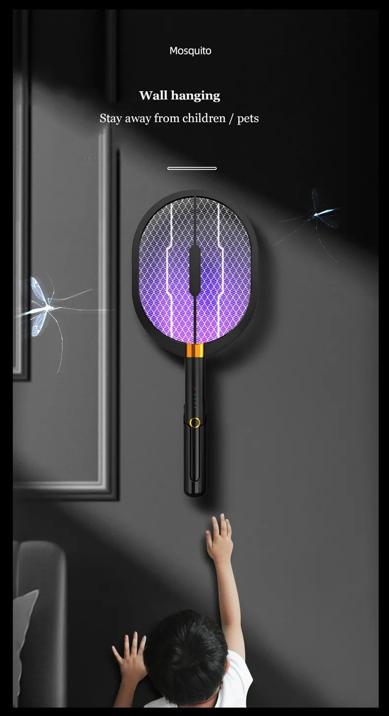 Electric rechargeable bat racket electronic mosquito zapper swatter 1200mAh battery