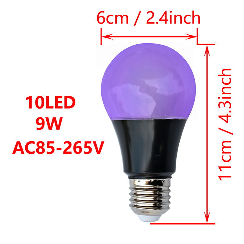 9w led invisible uv paint black light party lamp glow in the dark black uv blacklight bulb