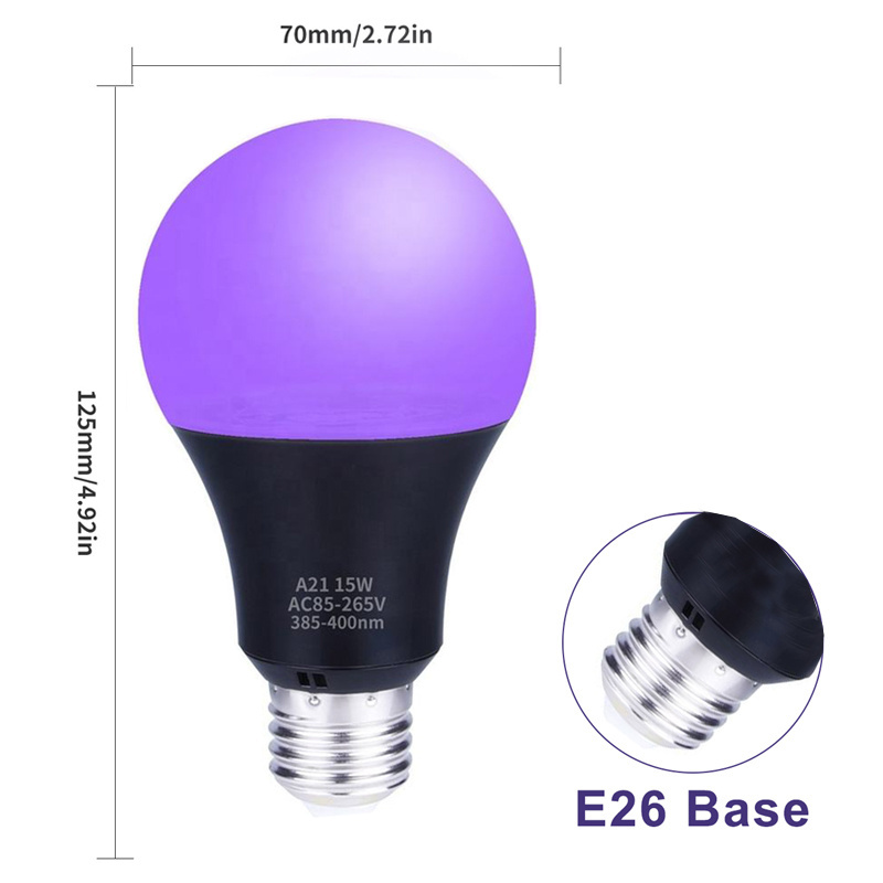 E27 base uv led black light bulb violet decoration lamp for body paint fluorescent poster bulb 9w ac 85-265v