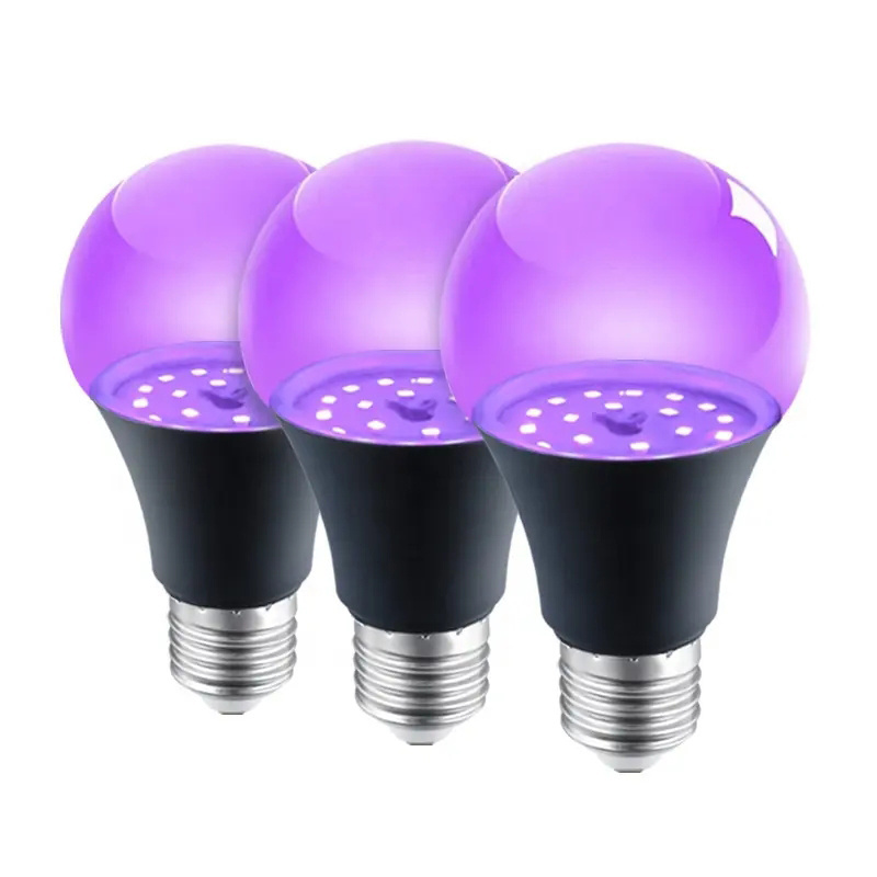 UV black light bulb 9w e26 medium base uva 380-400nm blacklight lamp for body paint club party neon posters