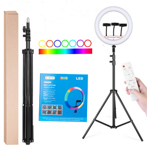 14inch 18inch 22inch 10inch 12inch rgb led circle photography selfie ring light with 1.6m 2m 2.1m tripod stand