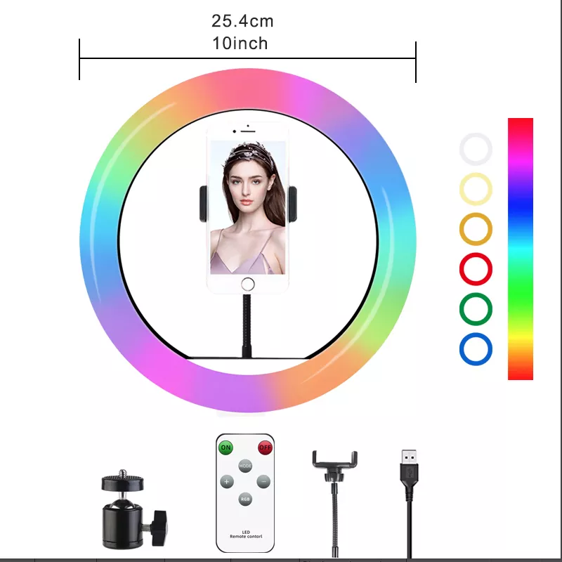 10inch 26cm flash rgb led ring light photographic lighting 3200-5800k ring lamp tripod for i phone camera video