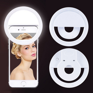 Battery operated mini portable smart phone fill led flash round clip selfie mobile ring light