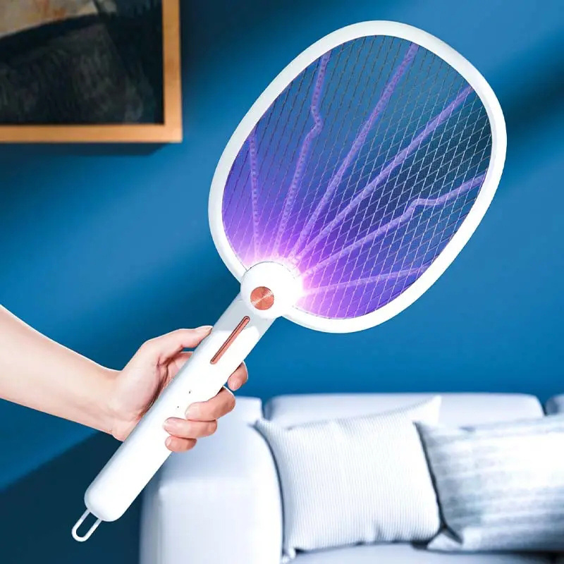 Rechargeable high voltage 3000V electric fly bat swatter mosquito killer racket