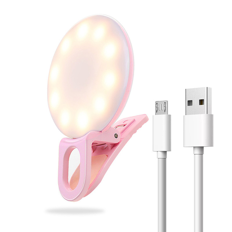 3000k-7500k laptop led ring light usb charging clip on cell phone selfie flash light ring selfie for video