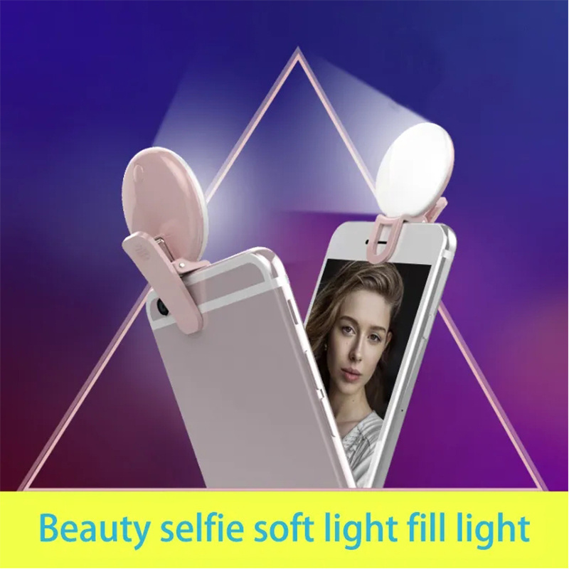 Mini selfie flash led clip-on phone selfie light for night makeup camera fill enhancing fill light self-timer lamp