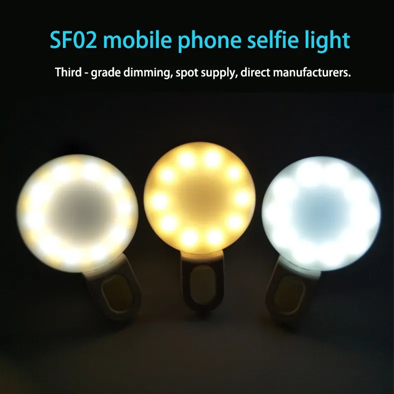 Mini selfie flash led clip-on phone selfie light for night makeup camera fill enhancing fill light self-timer lamp