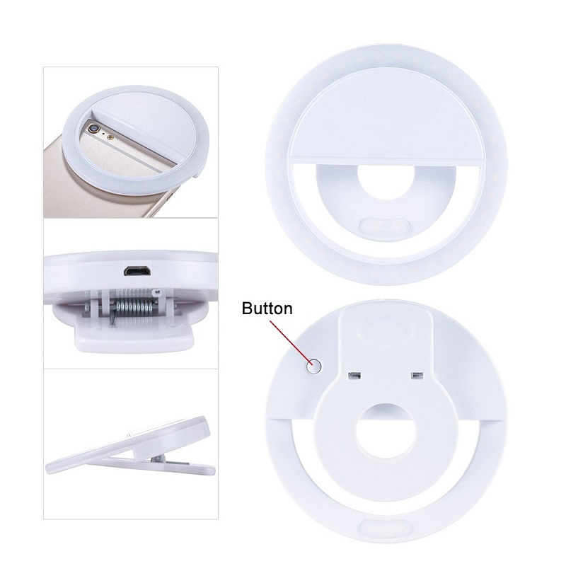 Wholesale hot selling portable rechargeable USB selfie LED ring Light for smart phone