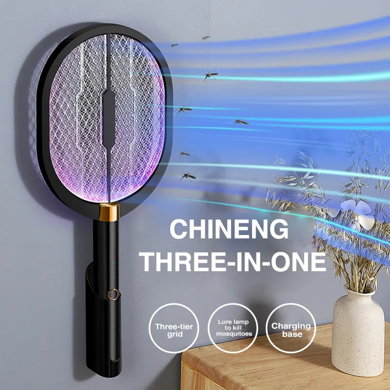 Electric insect swatter led light rechargeable fly mosquito racket killer lamp