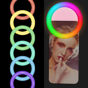 Rechargeable battery portable selfie led rgb phone fill ring light led mobile phone light beauty flash clip lights