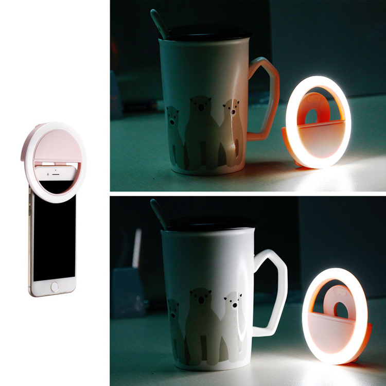 Mini Customized Private Logo Clip On Cell Phone Selfie Flash Light Ring Selfie Ring Light Phone