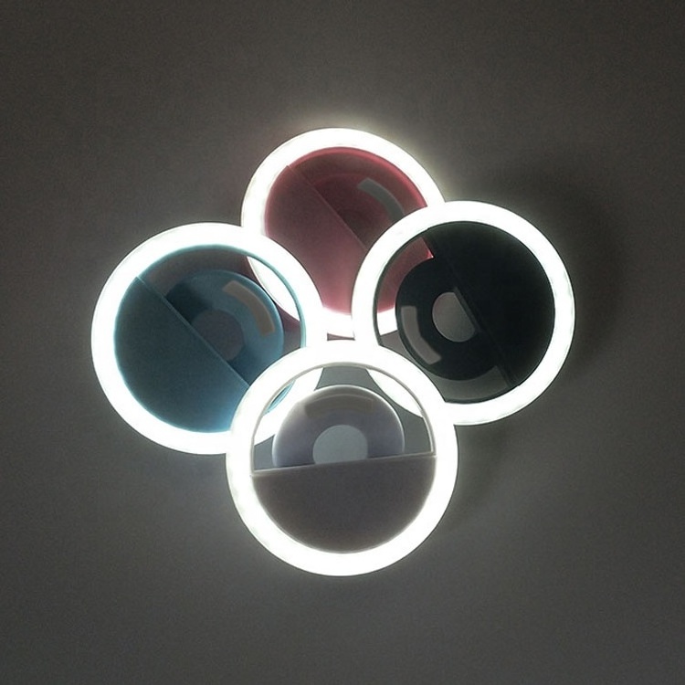 Battery operated mini portable smart phone fill led flash round clip selfie mobile ring light