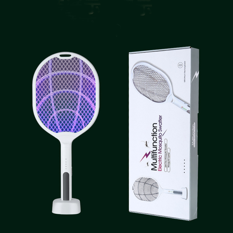 Rechargeable mosquito swatter with torch fly killer trapper bug zapper mosquito racket