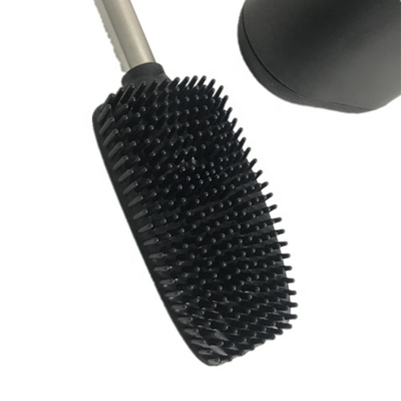 Stainless steel Silicone Bathroom Toilet Bowl Brush Set, No Scratch Soft Cleaner Toilet Brush for toilet