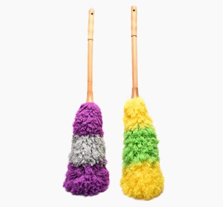 Microfiber cleaning wooden bamboo duster handle