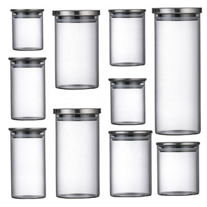 Heat-Resistant Glass Sealed Jar Borosilicate Containers with Airtight Metal Steel Lid