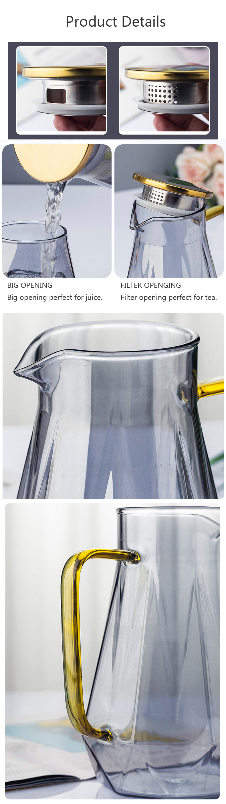 Glass kettle teapot high borosilicate glass pitcher drinking water jug set