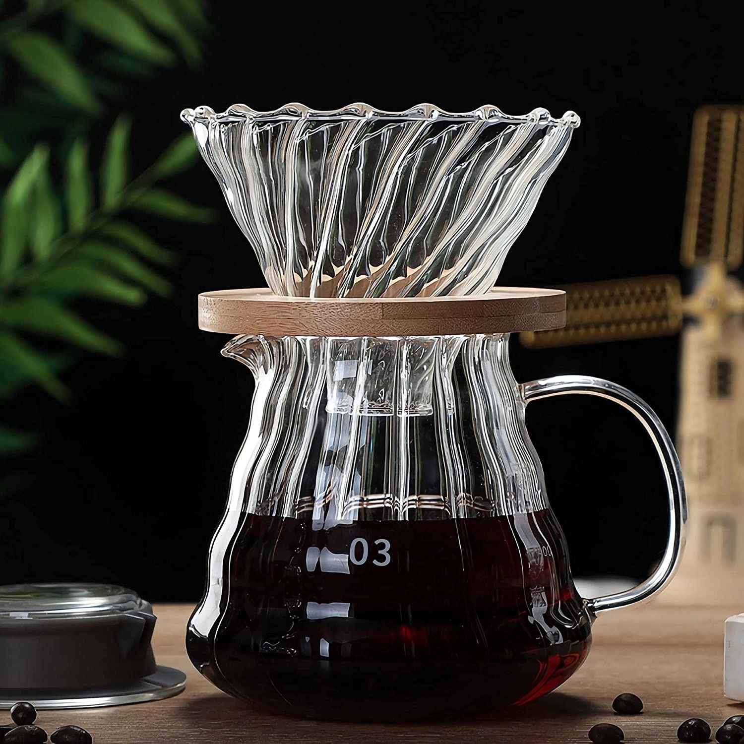 Clear Borosilicate Glass Coffee Server Stovetop Safe Coffee Pot For Pour Over Coffee & Tea