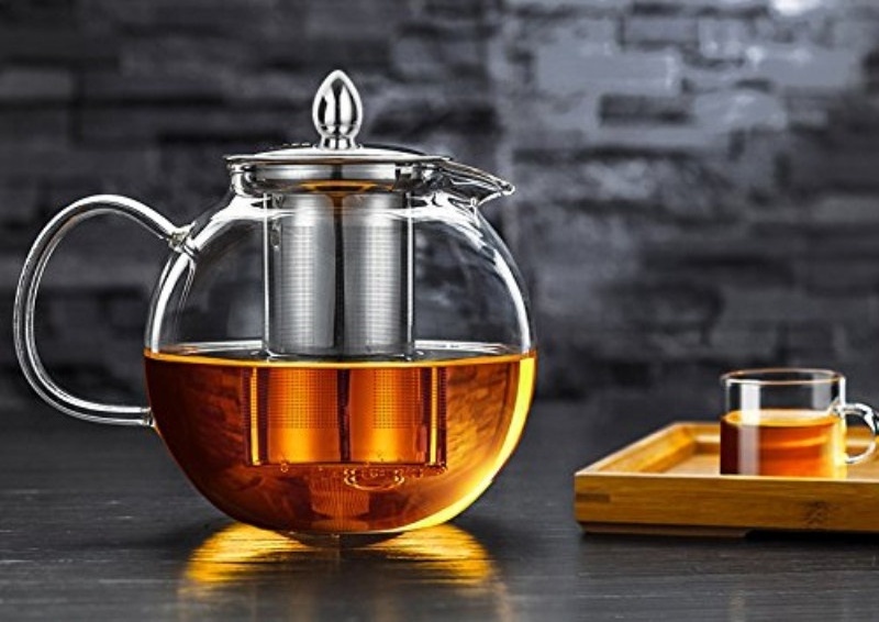 NEW DESIGN Stovetop Safe Lead-Free Glass Teapot Kettle with Removable Stainless Steel Infuser