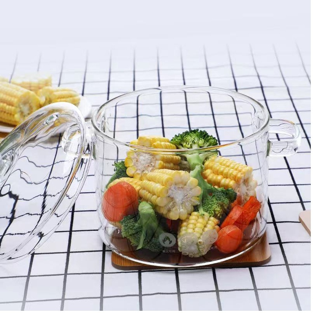 High Borosilicate Large Capacity Glass Simmer Pot With Lid And Handle For Cooking And Boiling