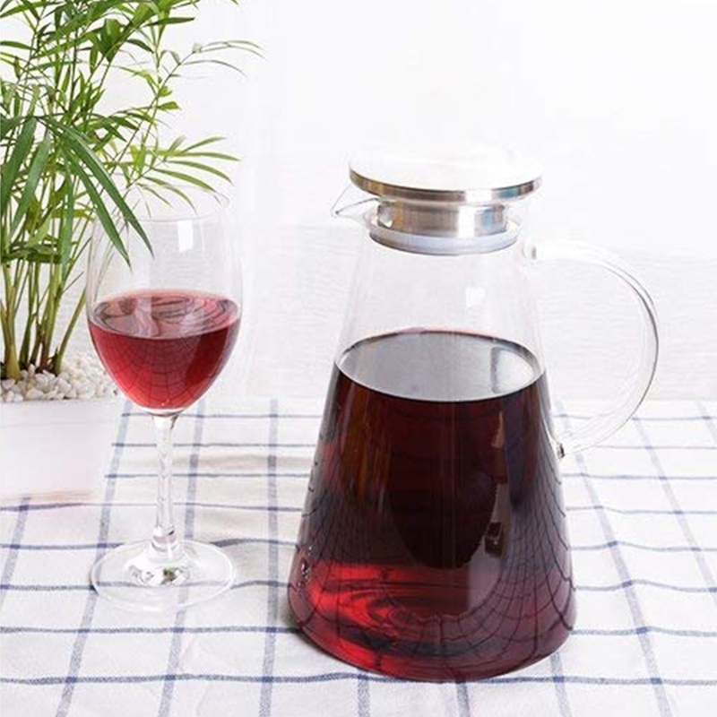 68oz Clear Borosilicate Cold Water Kettle Glass Pitcher with Lid  Microwave Use Lead Free Glass Tea Kettle