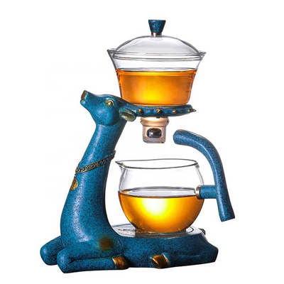 Glass Automatic Lazy Tea Set Magnetic Rotating Kungfu Heat-Resistant Teapot Suit