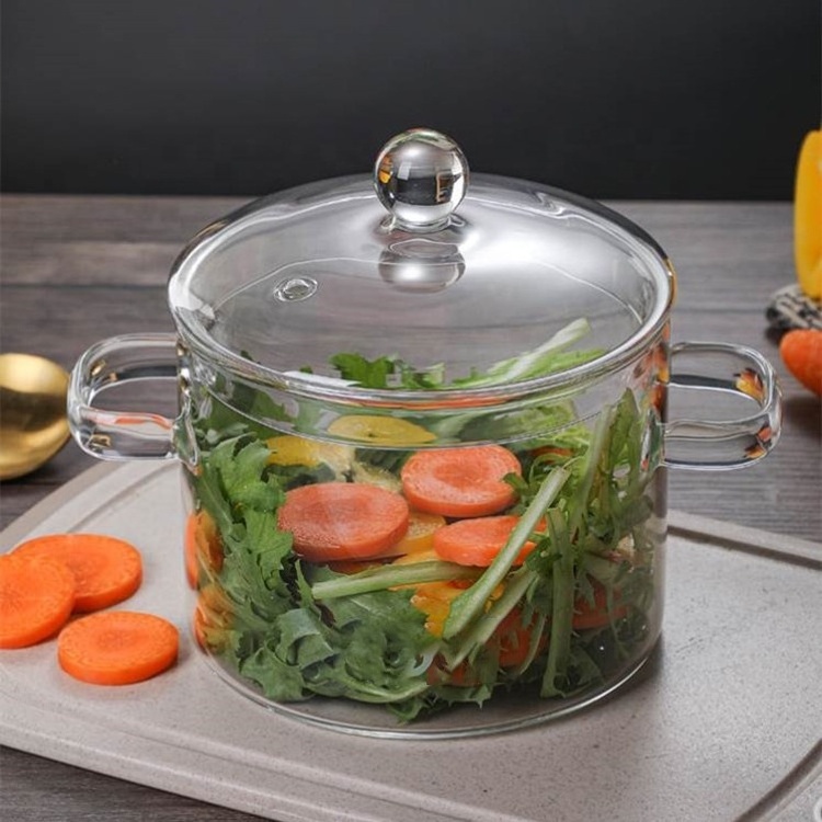 Large Size Popular Stovetop Safe Clear Borosilicate Glass Cooking Pot with  Handle