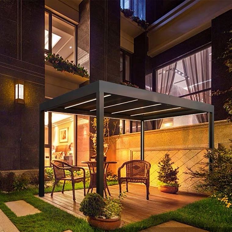 CLEARVIEW Motorized Aluminium Pergola With Adjustable Louvers With Built-in Lights Aluminum Gazebo Pergola