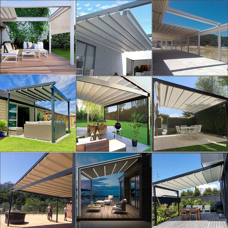 CLEARVIEW Remote Control Outdoor Motorized Garage Pergola Roof Awning Pvc Roof Gazebo Balcony Retractable Pergola