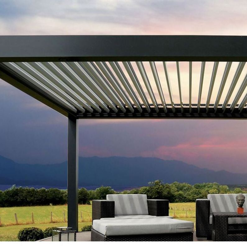 CLEARVIEW Louver Aluminium Outdoor Bioclimatic Motorized Remote Control Electric Pergola Roof with Roll Screen Blind