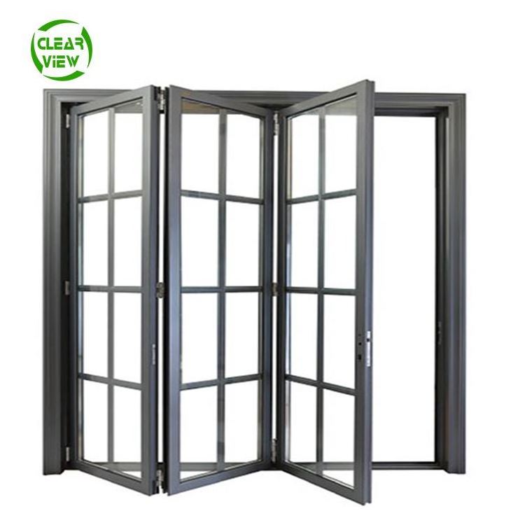 Interior Brown Aluminum Alloy Style Folding Bi-fold Office Glass Sash Joint Windows With Built In Blinds