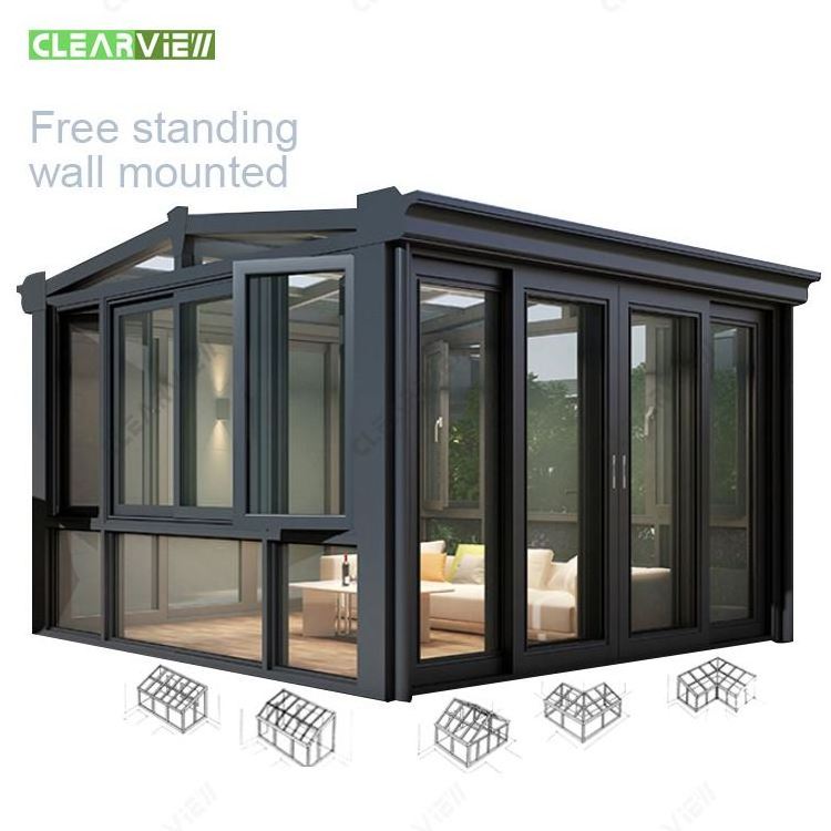 CLEARVIEW Customizable Free Standing Veranda House Aluminum Frame Triangle Roof Sunroom Outdoor Glass Room