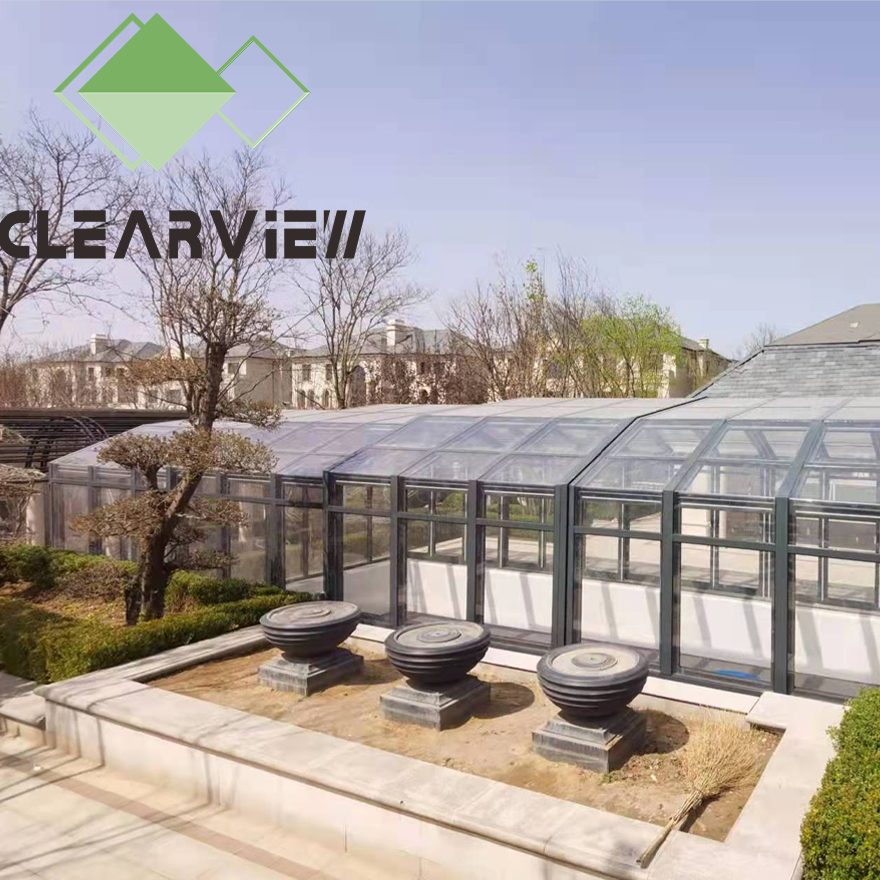 CLEARVIEW retractable roof greenhouse retractable pool roof automatic swimming pool cover Enclosure Retractable for house