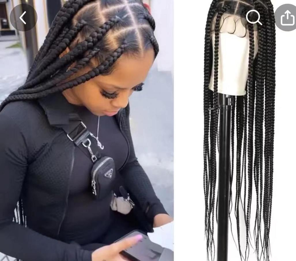 Natural-Look Braided Front Lace Wigs for Black Women Synthetic and Human Hair Very Long Hair Braided Wigs