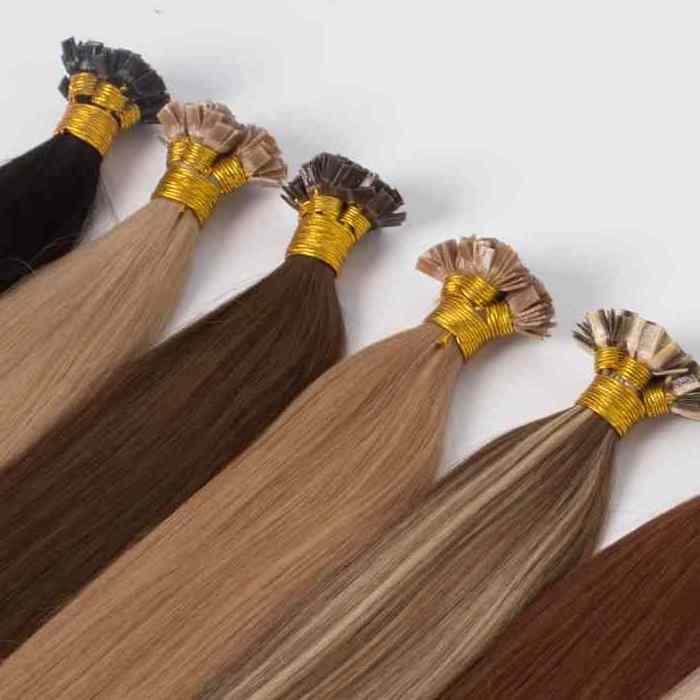 Wholesale bonded and natural color u-tip nail keratin human hair extensions remy hair nail tip