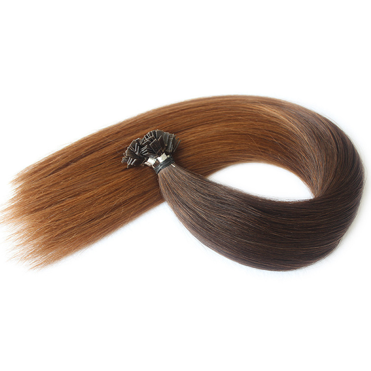 Wholesale bonded and natural color u-tip nail keratin human hair extensions remy hair nail tip