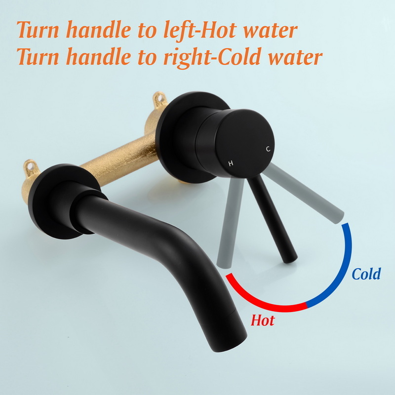 kaiping factory single handle hot cold water mixer matte black wall mount basin bathroom sink wall faucet for vessel sink