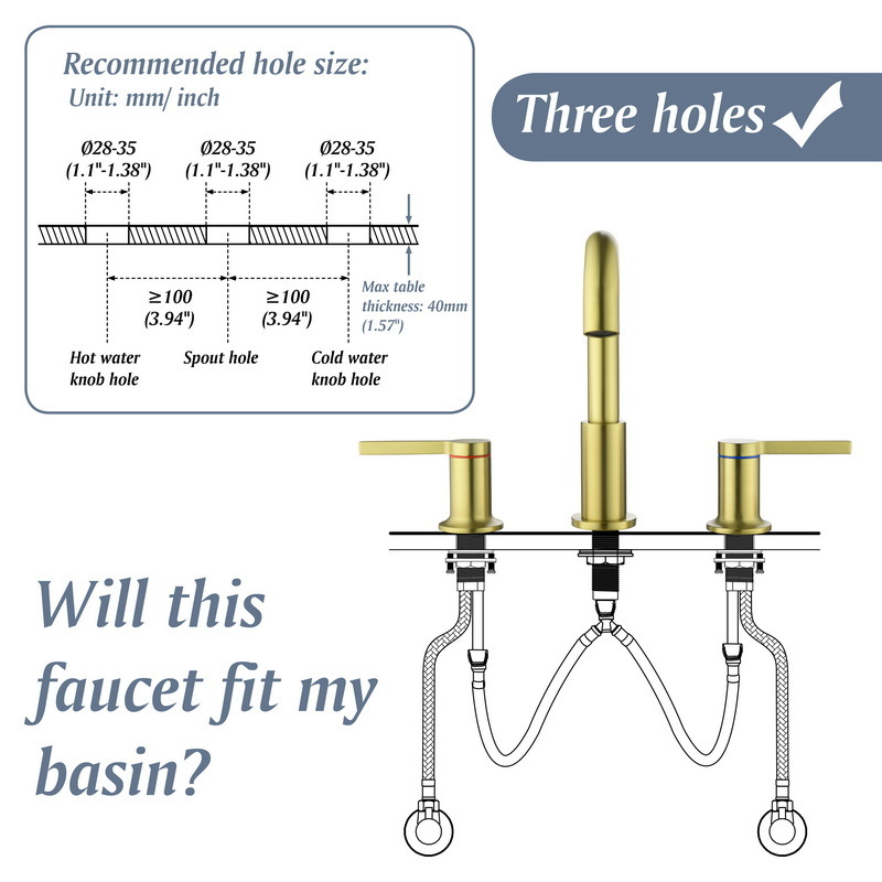 kaiping factory high quality brass 8 inch 2 two handle 3 three hole brushed gold bathroom sink faucet