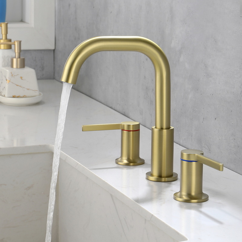 kaiping factory high quality brass 8 inch 2 two handle 3 three hole brushed gold bathroom sink faucet