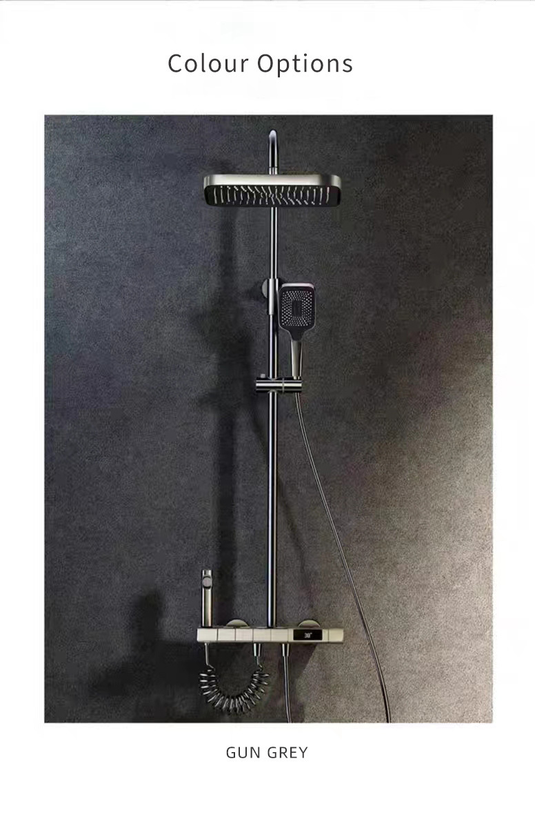 Piano Digital Grey Mixer Shower Set Brass Bathroom Faucet Hot Cold four functions shower set